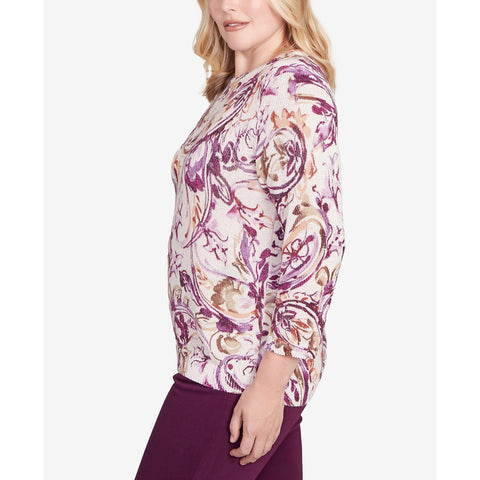 Women's Shimmer Paisley Crew Neck Sweater 14162