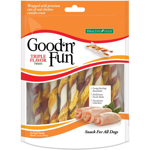 All Size Dogs All Ages Rawhide Twists Beef/Chicken/Pork