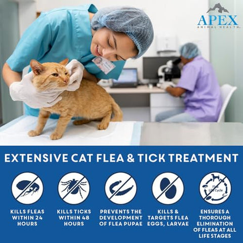 Apex Plus Flea Treatment for Cats, 1.5+ lbs � Cat Flea, Tick, Flea Eggs, Flea Larvae, and Chewing Lice Prevention for 30-Days � 3-Month Supply