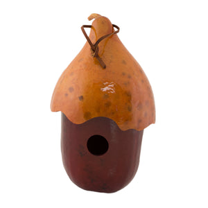 Gourd birdhouse, apple with hat design.