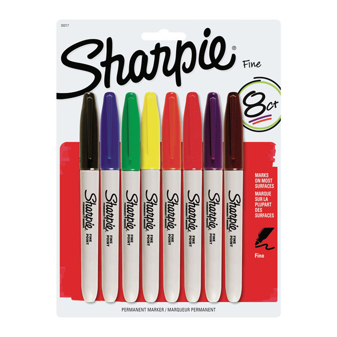 Assorted Fine Tip Permanent Marker 8 pk 30217PP