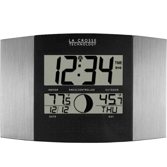 Atomic Digital Wall Clock with Moon Phase and Indoor/Outdoor Temperature WS-8117U-IT-AL