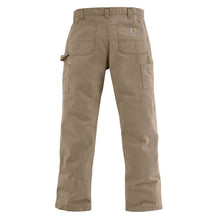 Men's Carhartt work pants, back with Carhartt logo label on back pocket.