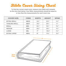 Bible cover sizing chart