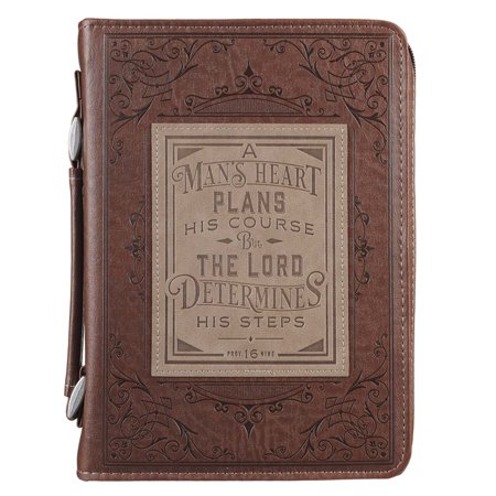 A Man's Heart Brown Faux Leather Bible Cover BBL675
