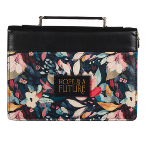 Hope and a Future Botanical Midnight Faux Leather Bible Cover Jeremiah 29:11 BBXL816