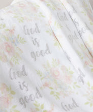 God is Good Throw blanket showing closeup of print