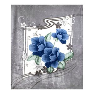 Blue Day Bouquet 79" x 95" Plush Queen-sized Blanket BLKT-1932-GY