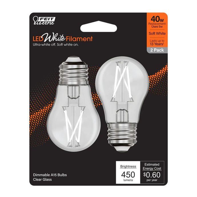 Soft White 2-Pack 40W White Filament LED Light Bulbs BPA15409