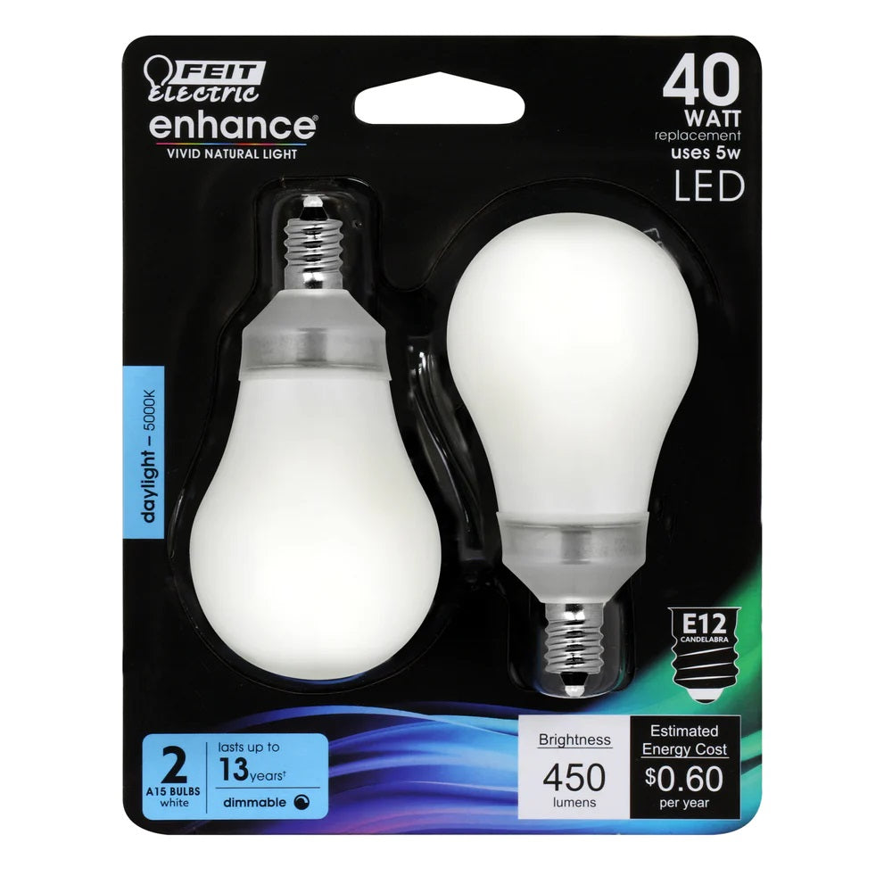 2-Pack 40W Daylight A15 Enhance LED Light Bulbs BPA1540C950CA2