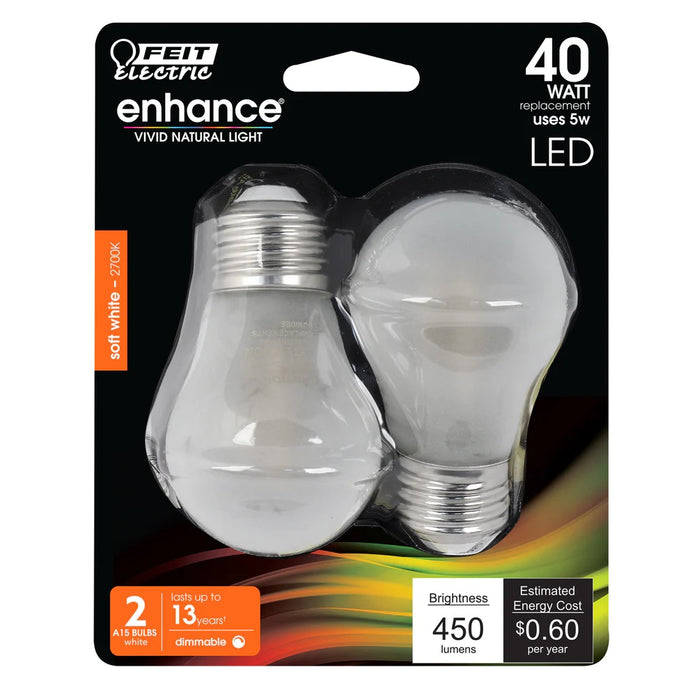 Soft White 2-Pack 40W Daylight A15 Enhance Filament LED Light Bulbs BPA1540W95CAFL2