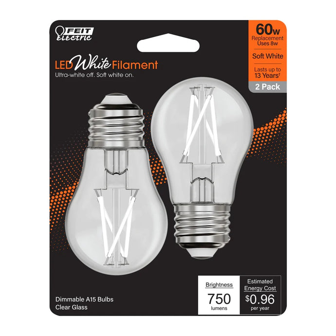 Soft White 2-Pack 60W White Filament LED Light Bulbs BPA15609