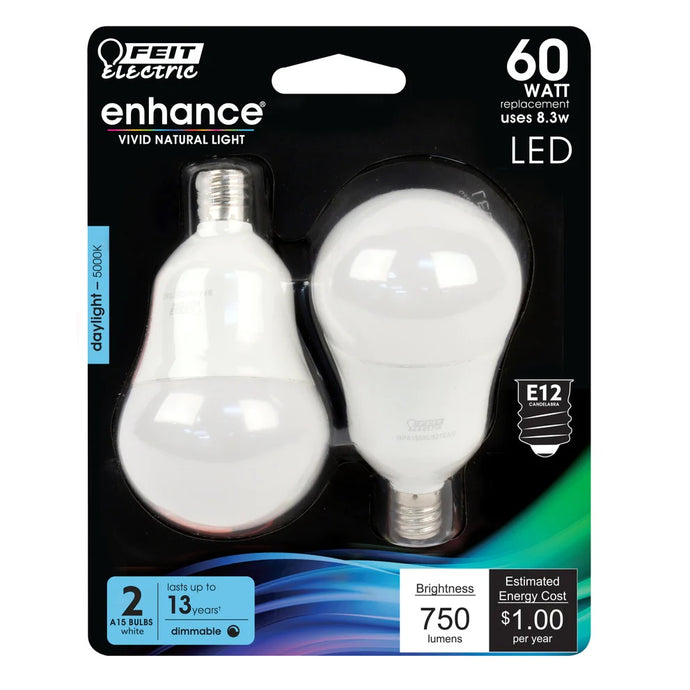 2-Pack 60W Daylight A15 Enhance Filament LED Light Bulbs BPA1560C950CA2