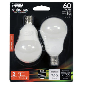 2-Pack 60W Soft White A15 Enhance LED Light Bulbs BPA1560N/927CA2