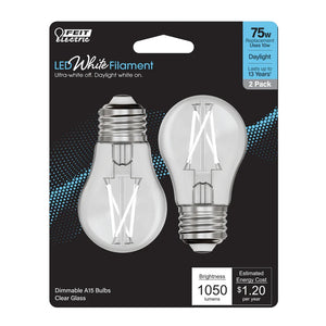 2-Pack 75W White Filament LED Light Bulbs BPA1575950WFIL2