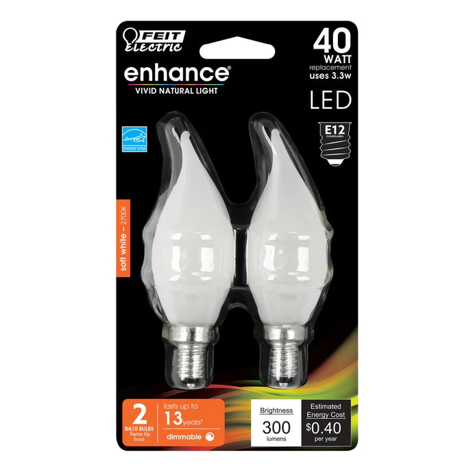 Soft White 40W Flame Tip Frost Enhance LED Light Bulbs