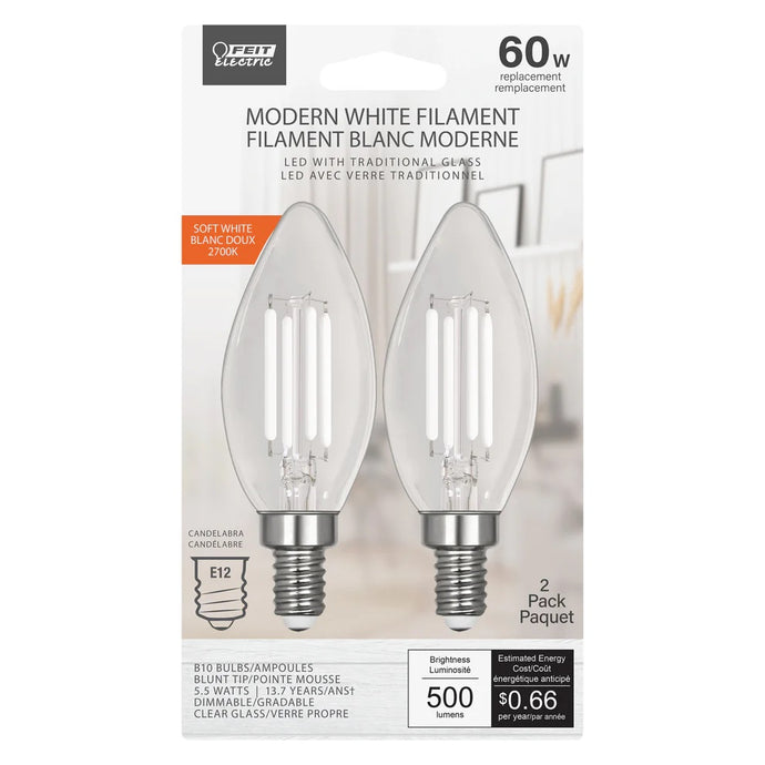 Soft White 2-Pack 60W Modern White Filament LED Torpedo Tip Light Bulbs BPCTC60