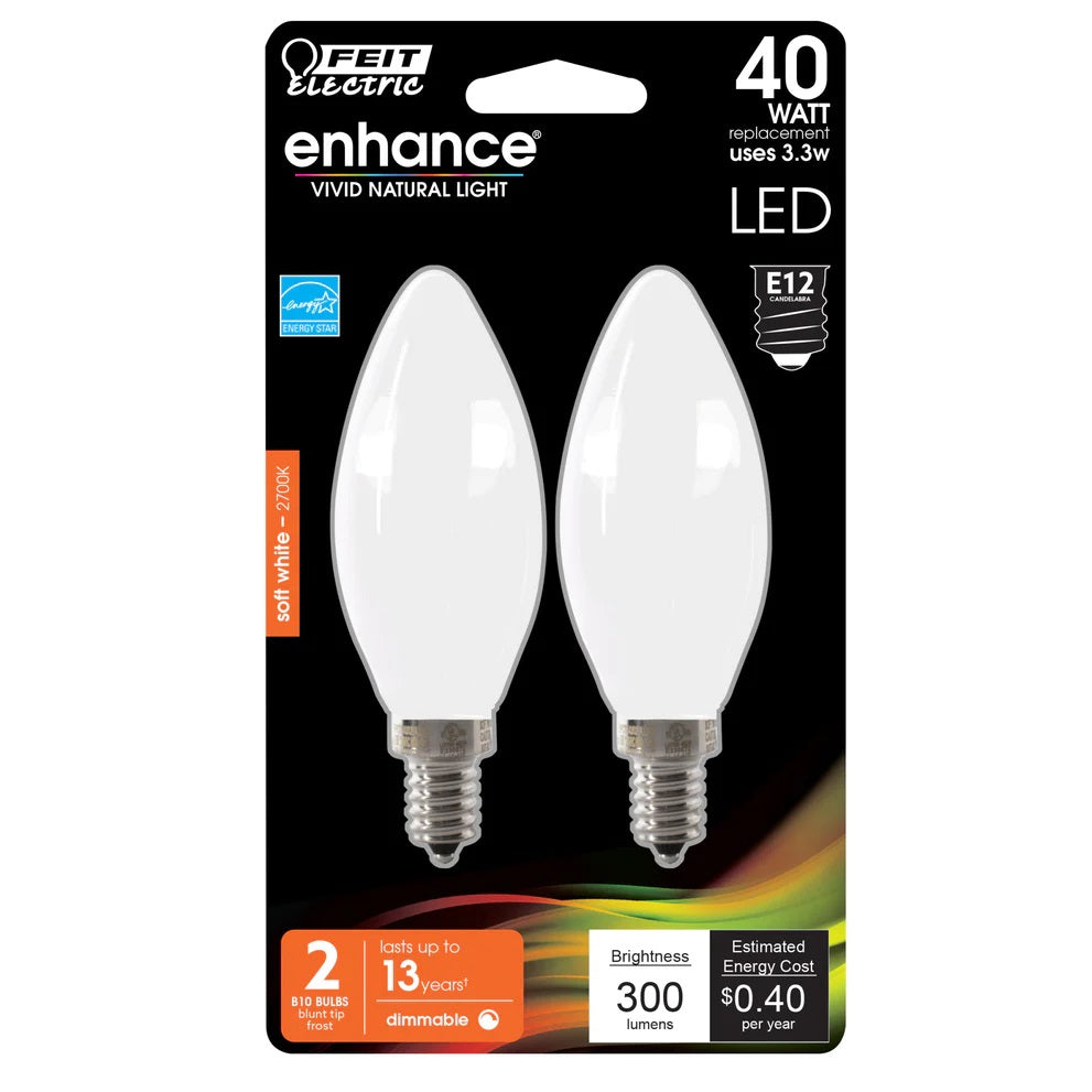 Soft White 2-Pack 40W Torpedo Tip Frost Enhance LED Light Bulbs BPCTF409