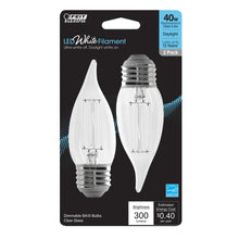 2-Pack 40W LED White Filament E26 Flame Tip Light Bulbs BPEFC40950WFIL2