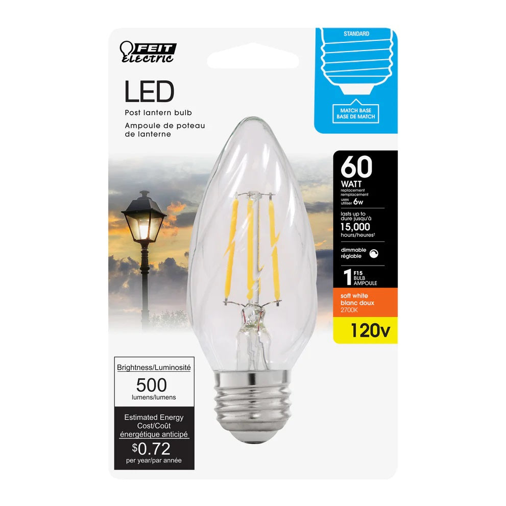 60W Soft White LED Post Lantern Light Bulb BPF1560827FILED