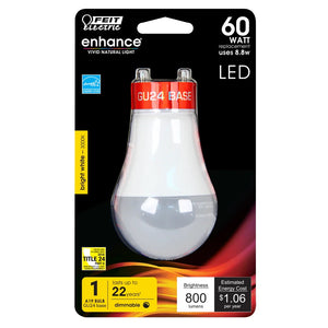Bright White 60W Enhance GU24 Base LED Light Bulb OM60DM950CAGU24