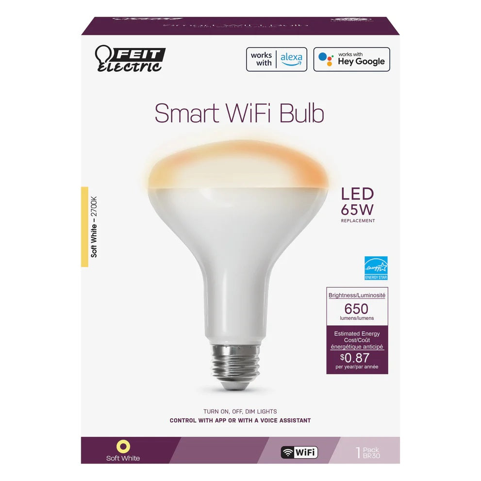 Soft White 65W BR30 LED Smart WiFi Light Bulb BR30/9