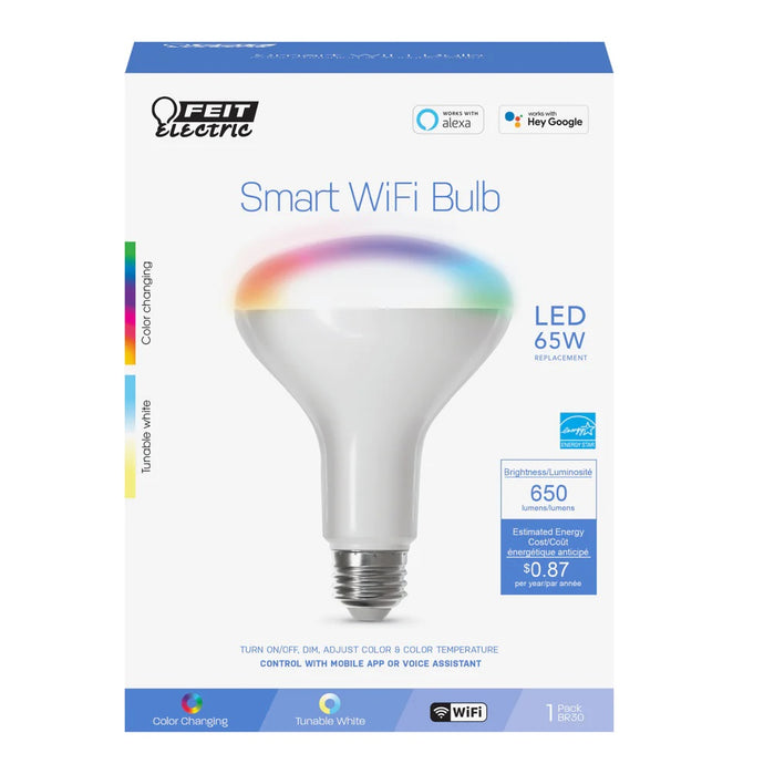 65W BR30 LED Smart WiFi Color Changing Light Bulb BR30/RGBW/CA/AG