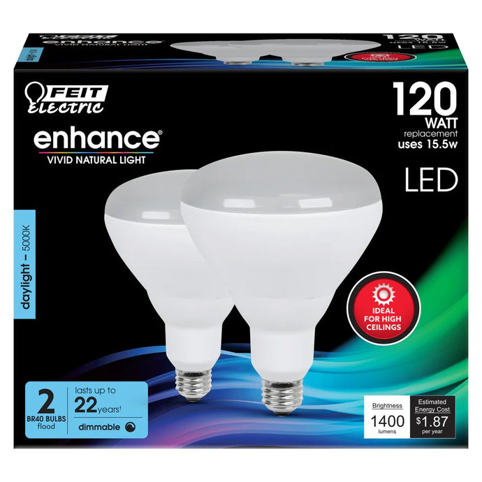 2-Pack 120W Enhance BR40 LED Light Bulbs BR40DMHO/950CA2