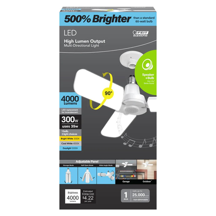 4000 Lumen Selectable White LED Multi-Directional Light with Speaker BTADJ40003CCTLE