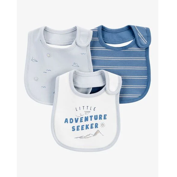 Baby 3-Pack Blue Little Adventure Bibs 1P599010-420