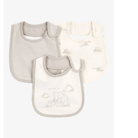 Baby 3-Pack Grey Elephant Bibs 1R196110-020