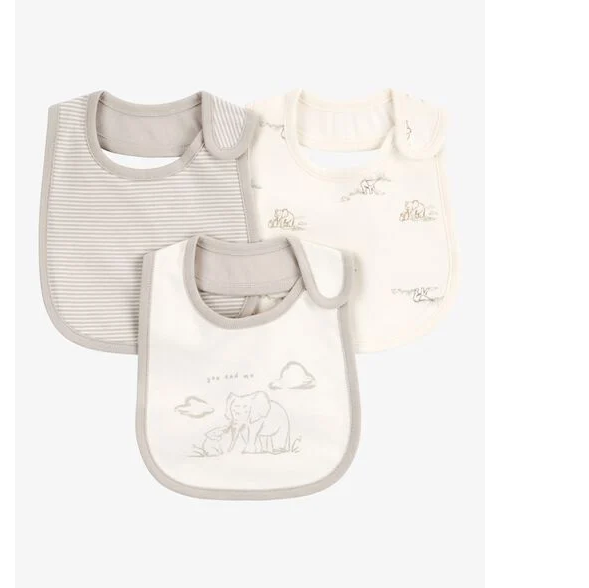 Baby 3-Pack Grey Elephant Bibs 1R196110-020