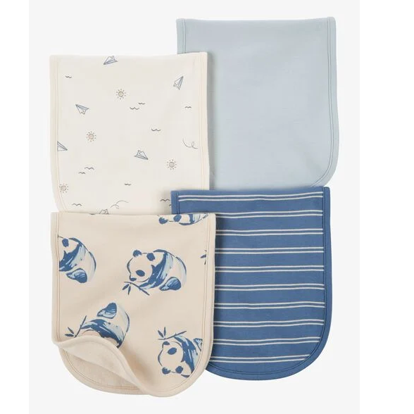 Baby Boys' 4-Pack Blue Panda Burp Cloths 1P599110-420 