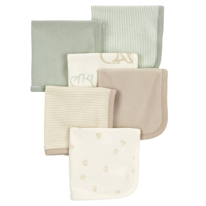 Baby 6-Pack Green & Brown Wash Cloths