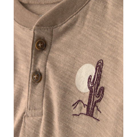 Baby Boy 2-Piece Desert Cactus Henley Top & Short Set - Brown