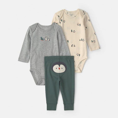Baby Boy 3-Piece Long-Sleeve Bodysuit & Pants Set 1W124210