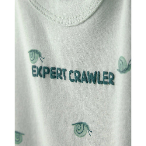 Baby Boy 'Expert Crawler' Snail Short-Sleeve Romper - Green