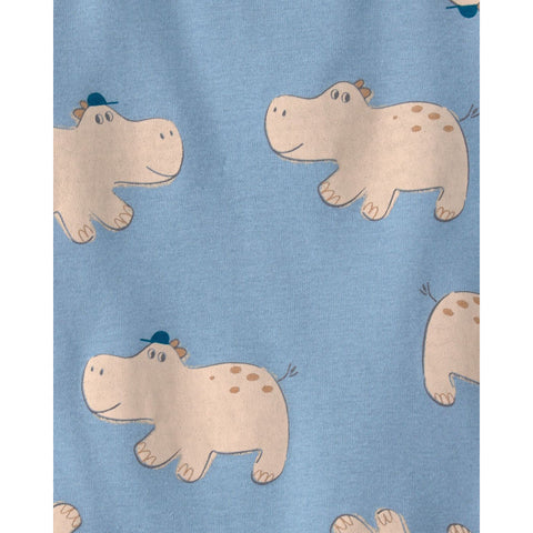 Baby Boy Hippo Short-Sleeve Romper - Blue