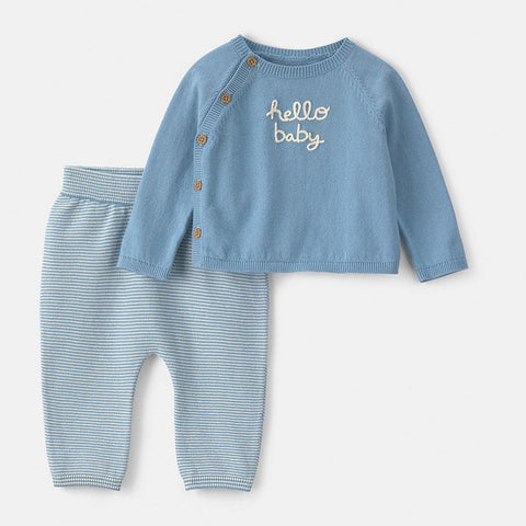 Baby Boy's 2-Piece 'Hello Baby' Long Sleeve Top & Pants Set 1W121010
