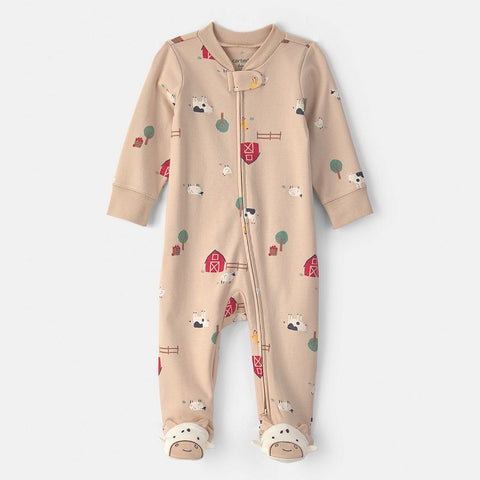 Baby Boy's Cow Footed 100% Cotton 2-Way Zip Sleep & Play Pajamas 1W110210