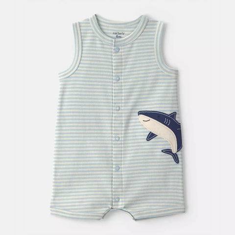 Baby Boy's Striped Shark Romper 1V659910