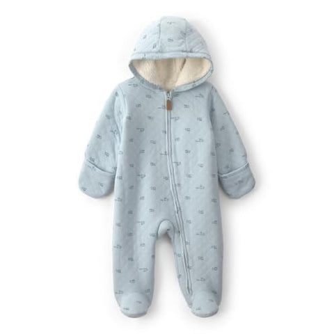 Baby Boys' Hooded Bodysuit Blue Train 1W121810