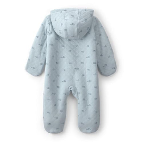 Baby Boys' Hooded Bodysuit Blue Train 1W121810