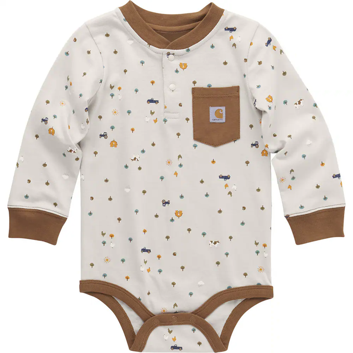 Baby Boys' Long-Sleeve Printed Henley Bodysuit CA6570