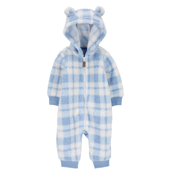 Baby Boys' Plaid Hooded Fuzzy Jumpsuit 1R963310