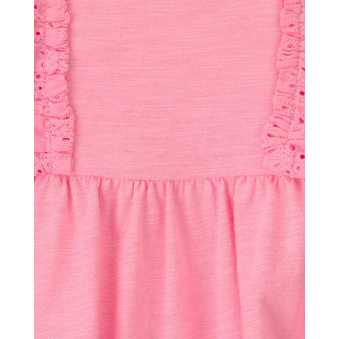 Baby Girl Eyelet Sleeveless Romper - Pink
