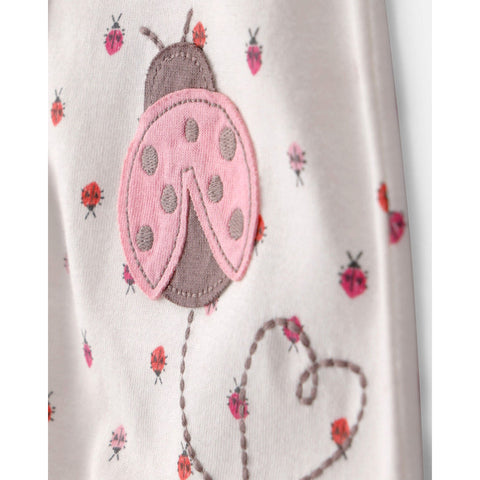 Baby Girl Ladybug Flutter Sleeve Romper - Ivory
