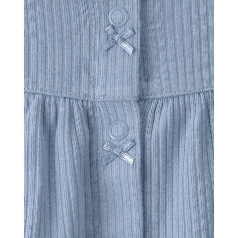 Baby Girl Rib Short-Sleeve Romper - Blue
