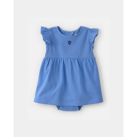 Baby Girl Seashell Short-Sleeve Bodysuit Dress - Blue