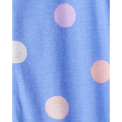 Baby Girl Smiley Face Print 100% Cotton Long-Sleeve Snug Fit 1-Piece Pajamas - Blue